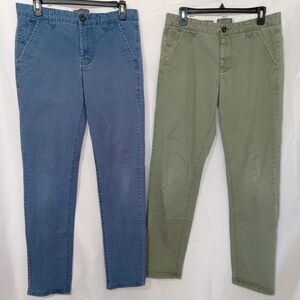 Hawkings McGill Skinny Chino Pants Lot Of 2 Mens 31x32 Blue Olive Slim Casual